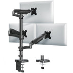 MOUNTUP Triple Monitor Mount for Max 32 Inch Screen, Each Arm Holds 4.4-17.6lbs, 3 Monitors Desk Mount, Triple Monitor Stand for Desk, Adjutable Triple Monitor Arm with Clamp/Grommet Base