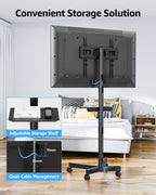 MOUNTUP Rolling TV Stand for 23-60" TVs – Mobile TV Cart with Wheels, Height Adjustable & Tilt, Max VESA 400x400mm, Holds up to 77 lbs – Portable Floor TVs Stand W/Shelf for Home, Office & Classroom