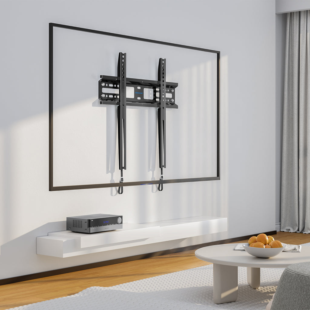 MOUNTUP Fixed TV Wall Mount for Most 26-55 Inch LED, LCD and Plasma TVs, 1" Low Profile & Space Saving Flat TV Bracket with Quick Release Lock Max VESA 400x400mm up to 99 lbs Fits 12"-16" Wood Studs YMU0013